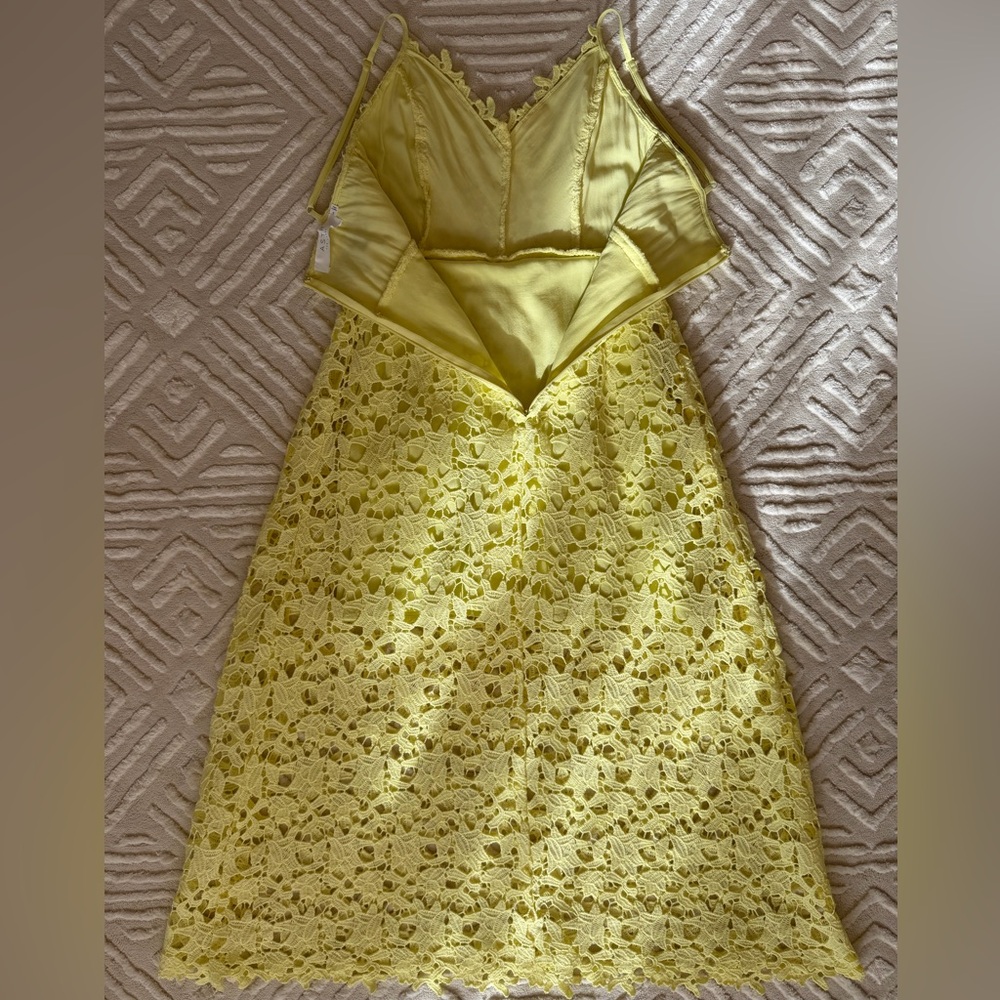 ASTR The Label Lemon Yellow Lace Midi Dress Wedding Guest Bridal Shower Spring - Picture 10 of 14